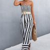 Elegant Strapless Long JumpsuitsDressesmainimage5Summer-Elegant-Strapless-Jumpsuit-Long-Women-Fashion-Black-Striped-Overalls-Wide-Leg-Rompers-Backless-Sexy-Outfits