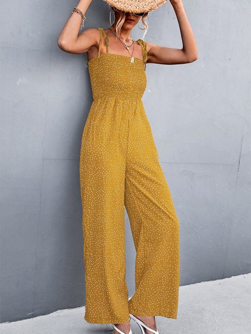 Summer Polka Dot Print JumpsuitsDressesmainimage5Summer-Polka-Dot-Print-Jumpsuit-Women-Elegant-Wide-Leg-Jumpsuits-Long-Rompers-Sleeveless-Backless-Sexy-Outfits