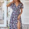 Spring Summer Floral Chiffon DressDressesvariantimage0Spring-Summer-Floral-Chiffon-Dress-For-Women-2022-New-Casual-Butterfly-Sleeve-V-Neck-Holiday-Style