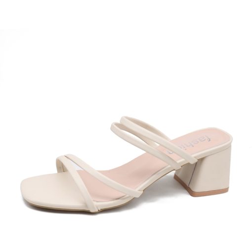 Ladies Square Heel Elegant SandalsSandalsvariantimage0Women-Sandals-Ladies-Square-Heels-Elegant-Summer-Slippers-Outside-Cross-Tied-Leather-Female-Slides-2021-Fashion