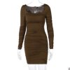 Women’s Sexy Bodycon DressDressesvariantimage0Women-s-Sexy-Long-Sleeve-Bodycon-Evening-Party-Dress-Solid-Color-Square-Collar-Slim-Fit-Pleated