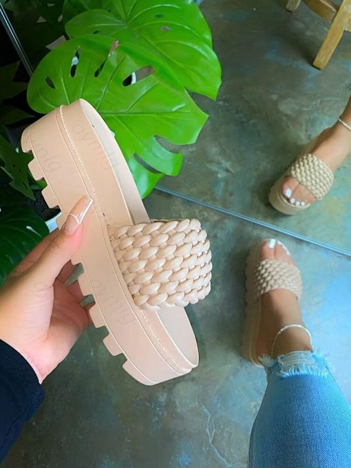 Women’s Thick Sole Summer Sandals-SlippersSandalsvariantimage0Women-s-sandals-slippers-2021-summer-new-style-fashion-thick-soled-flat-woven-solid-color-indoor