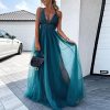 Elegant Chic Solid Party Maxi Long DressDressesvariantimage1Elegant-Chic-Solid-Party-Maxi-Dress-Women-Sexy-Deep-V-Neck-Fashion-Lace-Patchwork-Mesh-Long