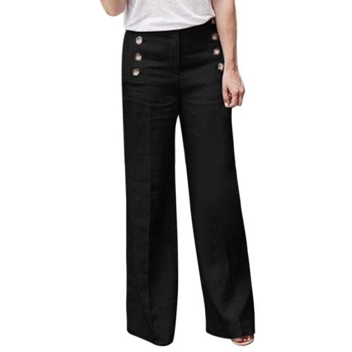 Hot Cotton Linen Wide Leg PantsBottomsvariantimage1Plus-Size-3XL-2019-Summer-New-Hot-Cotton-Linen-Women-Wide-Legs-Pants-Solid-Casual-High