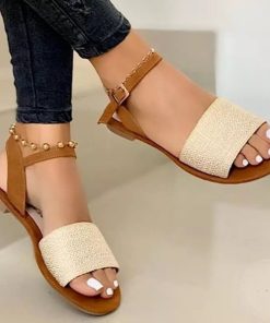 Women’s Ankle Strap Flat SandalsSandalsvariantimage1Summer-Women-s-Sandals-Weaved-Ankle-Strap-Ladies-Flats-Shoes-Buckle-Square-Heels-Female-Footwear-Casual