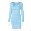 Women’s Sexy Bodycon DressDressesvariantimage2Women-s-Sexy-Long-Sleeve-Bodycon-Evening-Party-Dress-Solid-Color-Square-Collar-Slim-Fit-Pleated