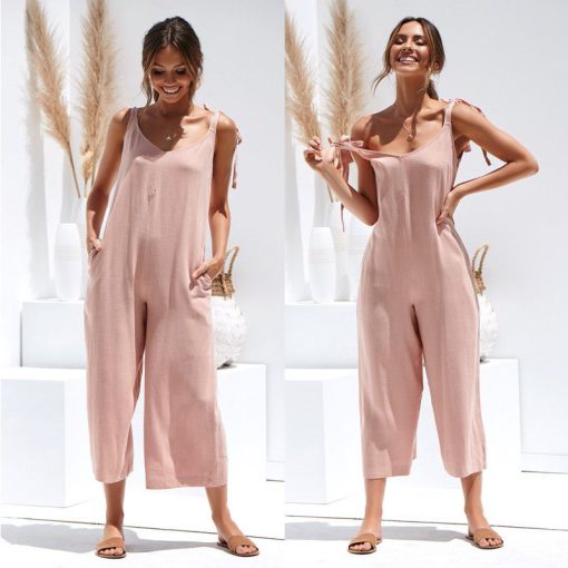Trendy Loose Backless JumpsuitsDressesvariantimage3Summer-Women-Sleeveless-Rompers-Loose-Jumpsuit-O-Neck-Casual-Backless-Overalls-Trousers-Wide-Leg-Pants-4