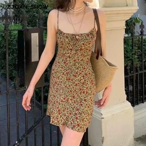 Summer Floral Print Backless Sling Dress – Miggon