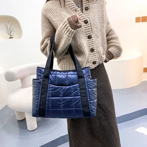 Women’s Plaid Tote Messenger HandbagsHandbags2022-Hit-Winter-Brand-Texture-d-P