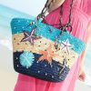 Bohemia Starfish Embroidery Seaside Holiday Beach Straw Shoulder BagsHandbagsBLUE