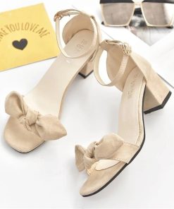 Butterfly-Knot Square High Heel SandalsSandalsButterfly-knot-Square-heel-High