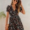 Ditsy Floral Print Puff Sleeve Shirred Waist Mini DressDressesDitsy-Floral-Print-Puff.-Sleeve-S