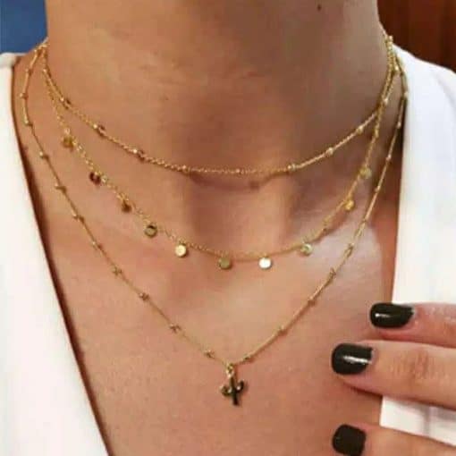 Women’s Tassel Pendant Chain Choker NecklaceJewelleriesLATS-Gold-color-Choker-Necklace-1