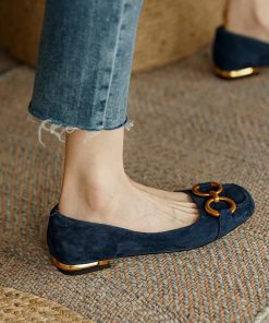 Trending Flat Retro Square Toe Comfortable LoafersSandalsLadies-Flat-Shoes-Retro-Square-T