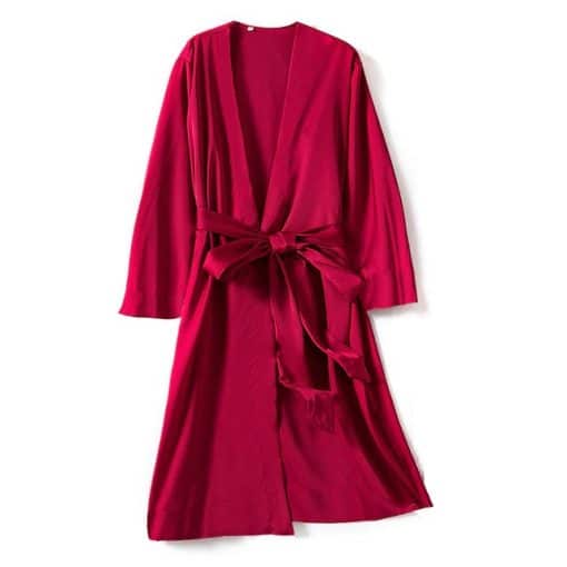 Satin Robe Female Lingerie Sleepwear Silky Bridal Wedding NightwearTopsSatin-Robe-Female-In-timate-Linge