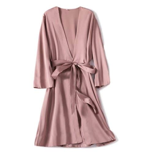 Satin Robe Female Lingerie Sleepwear Silky Bridal Wedding NightwearTopsSatin-Robe-Female-Intimate-Linge-1