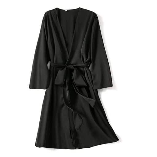 Satin Robe Female Lingerie Sleepwear Silky Bridal Wedding NightwearTopsSatin-Robe-Female-Intimate-Linge
