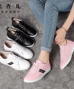 Women’s Korean Vulcanize Casual Genuine Leather Flat SneakersFlatsWomen-s-Vulcanize-Shoes-Lace-Up