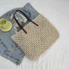 Summer Beach Bag Rattan Woven Handmade Knitted Straw HandbagsHandbagsbeige-3