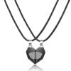 2Pcs Magnetic Heart Couple NecklaceJewelleriesblack-9