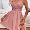 Spring Summer New High Waist Lace Pink DressDressesmainimage02022-Spring-Summer-New-High-Waist-Lace-Pink-Open-Back-Bow-Sling-Strapless-Chic-Dress-For