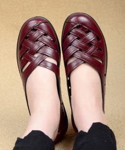 Trending Summer Flat Korean Mom Genuine LoafersFlatsmainimage0Breathable-Flats-Female-Shoes-Summer-2021-New-Arrival-Genuine-Leather-Flats-Woman-Leather-Loafers-Mom-Casual