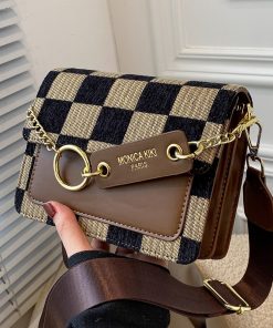 Women’s Luxury Design Simple Shoulder Bag HandbagsHandbagsmainimage0Checkerboard-Mini-Fabric-Flap-Crossbody-Sling-Bags-for-Women-2022-Luxury-Brand-Design-Handbag-Simple-Shoulder