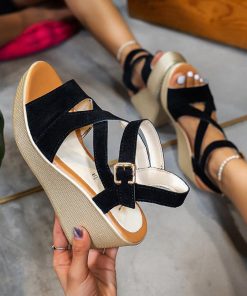 Leisure Women’s Wedge Heel Summer SandalsSandalsmainimage0Lace-Leisure-Women-Wedges-Heeled-Women-Shoes-2022-Summer-Sandals-Party-Platform-High-Heels-Shoes-Woman