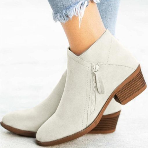 Women’s New Fashion High Quality Ankle BootsBootsmainimage0MCCKLE-Women-s-Boots-Flock-Woman-Ankle-Boors-Mid-Heel-Retro-Short-Booties-Women-2021-Fashion