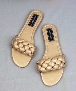 Ladies PU Leather Summer Flat SlippersSandalsmainimage0New-Designer-Fashion-Summer-Sandals-Women-Flat-Bottom-Ladies-PU-Leather-Slides-Weave-Slip-on-Sandal