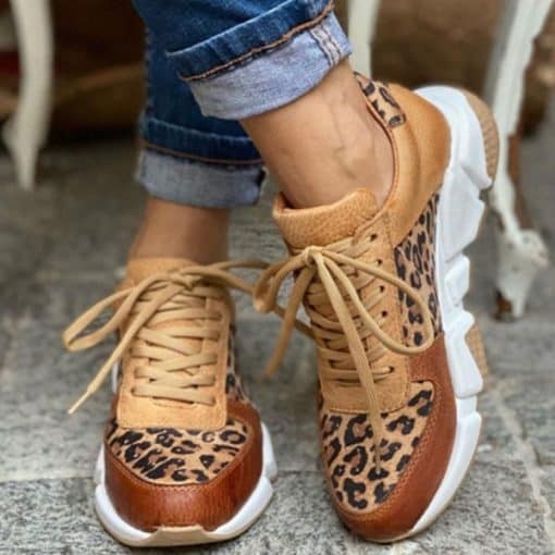Women’s New Thick-Soled Round Toe Leopard Print SneakersFlatsmainimage0Plus-size-36-44-New-Thick-soled-Round-Toe-Low-top-Leopard-Print-Women-s-Singles