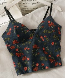 Sexy Backless Female Tanks Floral Print Crop TopsTopsmainimage0Sexy-Backless-Female-Tanks-Women-Floral-Print-Party-Camis-2022-New-Korean-Fashion-V-Neck-Corduroy