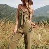 Spring Summer Halter Bowknot Sling Sexy Stitching JumpsuitSwimwearsmainimage0Spring-Summer-2022-New-Solid-Color-Halter-Bowknot-Sling-Sexy-Long-Stitching-Oversized-Jumpsuit-For-Fashion