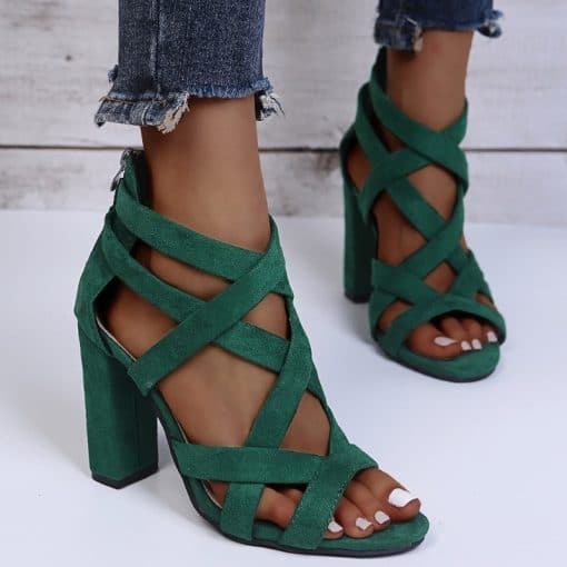 Women’s Open Toe High Heel Sandals-PumpsSandalsmainimage0Women-Pumps-Sandals-Summer-Open-Toe-High-Heels-Low-Block-Heel-Shoes-Gladiator-Zipper-Thick-With