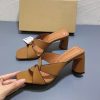 Summer New Women’s Brown Leather SandalsSandalsmainimage0ZARZ-2022-Summer-New-Women-s-Shoes-Brown-Thick-Heeled-Leather-Sandals-Square-Toe-Cross-With