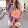 2 Piece Summer Set Shorts+ShirtSwimwearsmainimage0hirigin-New-Tie-Dye-Colorful-2Pieces-Sets-Women-Tracksuits-Casual-Long-Sleeve-Pullovers-Lace-Up-Shorts