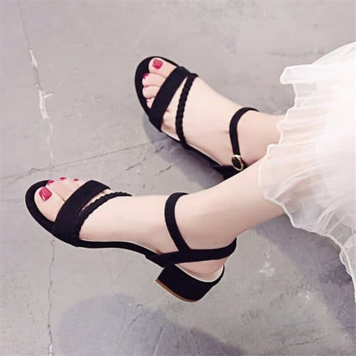 Women’s Casual Stunning Comfortable Summer Gladiator SandalsSandalsmainimage1Flock-Beige-High-heels-sandals-women-2019-Summer-shoes-women-Fashion-Open-toe-Buckle-sandals-Casual-1