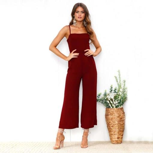 Women’s Sexy Sleeveless Sling Solid Color JumpsuitsSwimwearsmainimage1Women-Sexy-Sleeveless-Sling-Solid-Color-Jumpsuit-Summer-Casual-Loose-High-Waist-Calf-length-Pants-Holiday