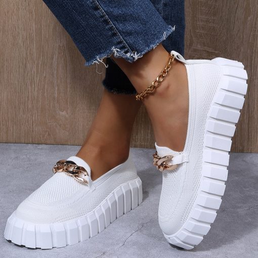 Women’s Chain Trendy Flat LoafersFlatsmainimage1Women-s-Chain-Loafer-Flats-For-Women-Round-Toe-Slip-On-Mesh-Sneaker-Casual-Shoes-Fabric