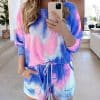 2 Piece Summer Set Shorts+ShirtSwimwearsmainimage1hirigin-New-Tie-Dye-Colorful-2Pieces-Sets-Women-Tracksuits-Casual-Long-Sleeve-Pullovers-Lace-Up-Shorts