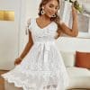 Elegant Ruffle Lace White DressDressesmainimage2Simplee-Elegant-ruffle-lace-white-dress-party-women-Summer-lace-up-sleeveless-vestido-A-line-v