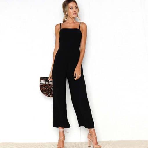 Women’s Sexy Sleeveless Sling Solid Color JumpsuitsSwimwearsmainimage2Women-Sexy-Sleeveless-Sling-Solid-Color-Jumpsuit-Summer-Casual-Loose-High-Waist-Calf-length-Pants-Holiday