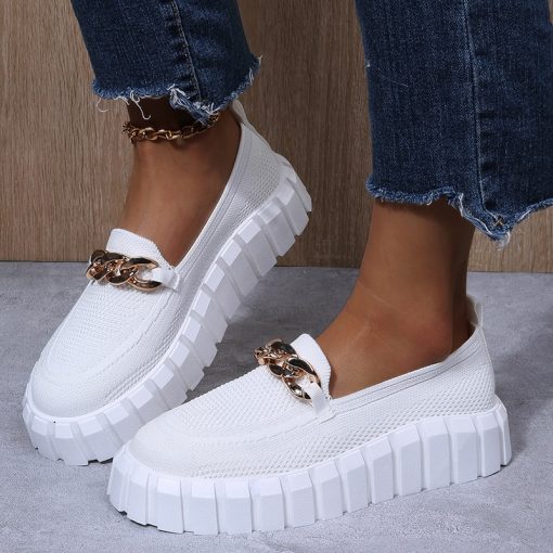 Women’s Chain Trendy Flat LoafersFlatsmainimage2Women-s-Chain-Loafer-Flats-For-Women-Round-Toe-Slip-On-Mesh-Sneaker-Casual-Shoes-Fabric