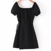 New French V neck Front Slit Wrap DressDressesmainimage32020-New-French-V-neck-Front-Slit-Wrap-Dress-Holiday-Woman-Tie-Bow-Lace-up-Waist