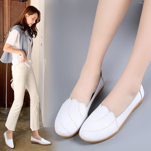 Trending Summer Flat Korean Mom Genuine LoafersFlatsmainimage3Breathable-Flats-Female-Shoes-Summer-2021-New-Arrival-Genuine-Leather-Flats-Woman-Leather-Loafers-Mom-Casual
