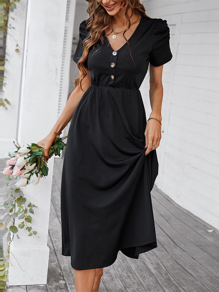 New Fashion Long Black Dress – Miggon