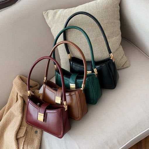 Solid Color PU Leather Shoulder BagsHandbagsmainimage4LEFTSIDE-Solid-Color-PU-Leather-Shoulder-Bags-For-Women-2022-hit-Lock-Handbags-Small-Travel-Hand