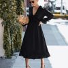 Hot Sale Spring Summer New Temperament Long DressDressesmainimage4Spring-New-Temperament-Long-Dress-Women-Casual-Full-Sleeve-Ruffles-V-Neck-Solid-Dresses-For-Ladies
