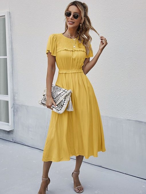 Ladies Vintage Sweet Solid Summer Dress – Miggon