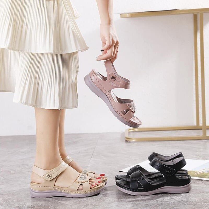 Latex insole Platform Ladies Wedge Retro Sandals – Miggon